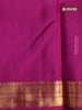 Pure kanjivaram silk saree pink and purple with plain body and zari woven korvai border