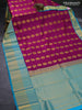 Pure kanjivaram silk saree purple and teal blue with annam zari woven buttas and long zari woven korvai border