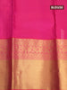 Pure kanjivaram silk saree dual shade of teal blue and pink with annam zari woven buttas and long zari woven korvai border