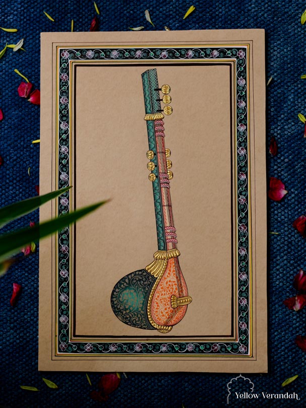 Original Mughal Painting - Musical Instrument