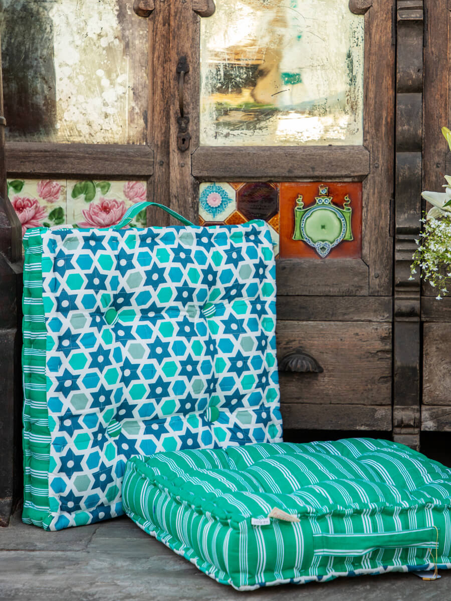 Meadow Field Tufted Fabric Floor Cushions