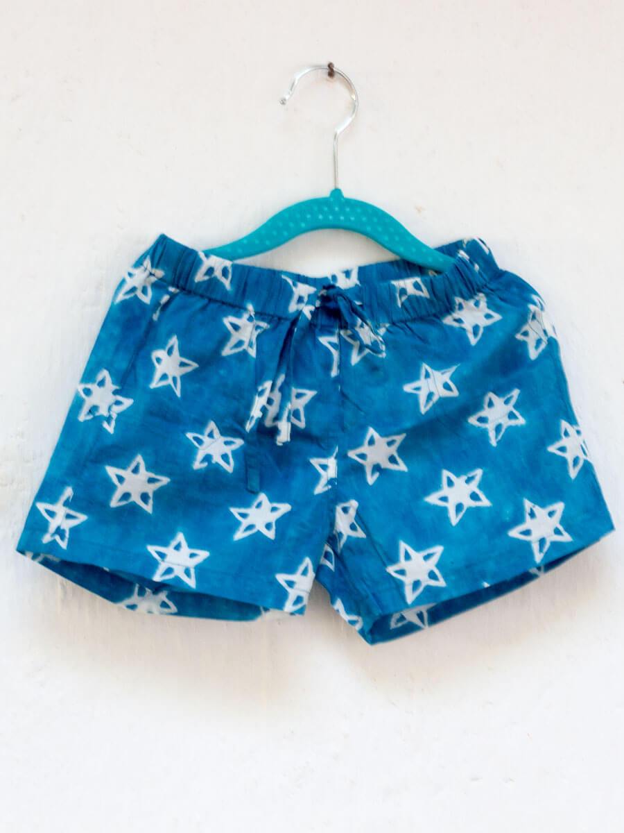 Midnight Star Organic Cotton Block Printed Shorts
