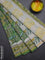 Chanderi bagru saree pista green with allover kalamkari prints and small zari woven border