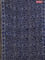 Chanderi bagru saree indigo blue and off white with allover batik prints and small zari woven border