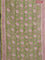 Chanderi bagru saree pista green and light pink with allover kalamkari prints and small zari woven border