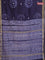 Chanderi bagru saree navy blue with shibori prints and maheshwari border