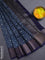 Chanderi silk cotton saree blue with allover prints and banarasi style border