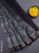Chanderi silk cotton saree grey and black with allover kalamkari prints and banarasi style border