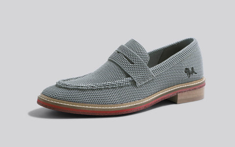 Block Heel Loafers : Grey