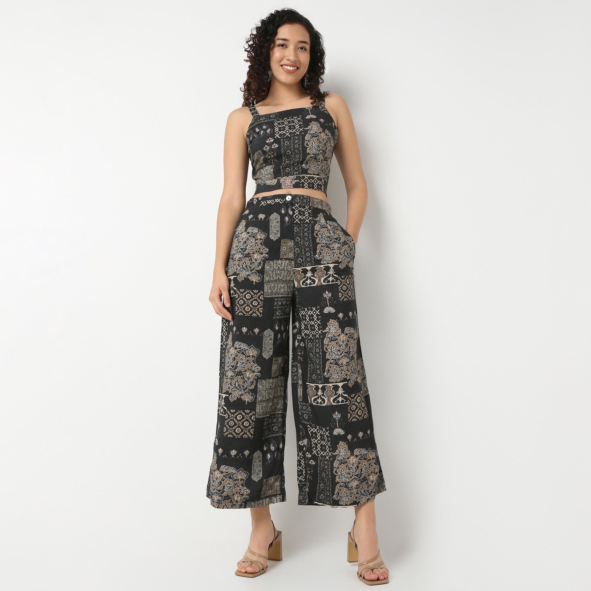 Straight Fit High Rise Ethnic Palazzo