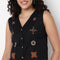 Embroidered V-Neck Vest Top