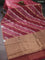 Banarasi organza silk saree pastel maroon and mauve pink with silver & gold zari weaves and zari woven piping boder