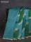 Banarasi organza silk saree teal green with rangakt weaves and zari woven piping boder