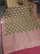 Banarasi silk cotton saree elaichi green and pastel maroon with allover thread & zari woven butta weaves and woven border