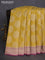 Banarasi tissue silk cotton saree mustard yellow and mauve pink with allover thread & zari woven butta weaves and woven border