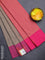 Arani semi silk saree grey shade and dual shade of pink with copper zari woven buttas and copper zari woven butta border