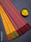 Arani semi silk saree mango yellow and maroon with thread woven buttas and thread woven butta border
