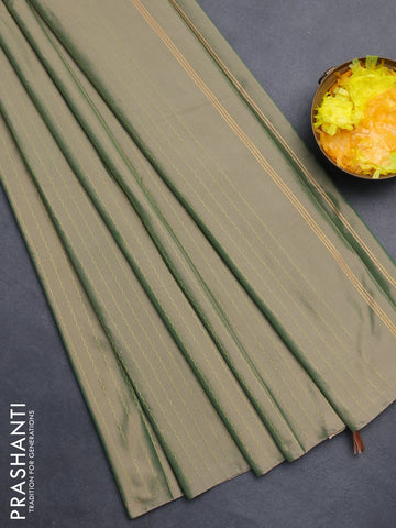 Arani semi silk saree dual shade of green with allover silver zari weaves in borderless style