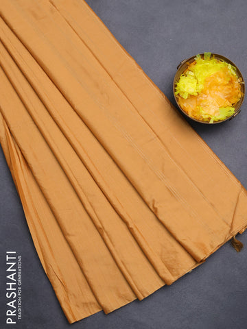 Arani semi silk saree mustard yellow with allover copper zari weaves in borderless style