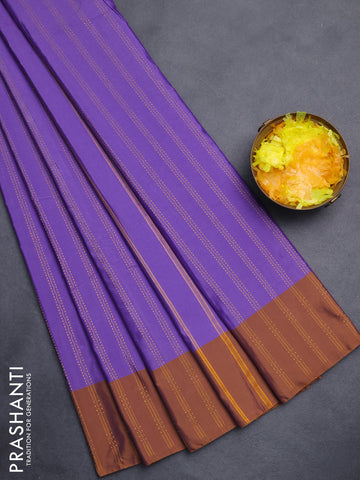 Arani semi silk saree violet and dark mustard with allover zari weaves and zari woven border
