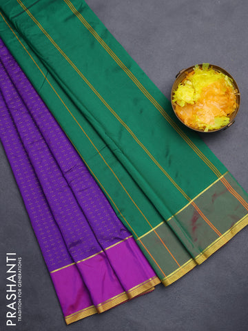 Arani semi silk saree violet and purple with allover thread weaves and rettapet zari woven border`