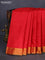 10 Yards silk saree red and green with plain body and zari woven border