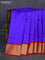 10 Yards silk saree blue and maroon with plain body and zari woven border