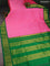 10 Yards silk saree candy pink and green with plain body and zari woven border