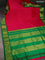 10 Yards silk saree pink and green with plain body and zari woven border