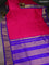 10 Yards silk saree pink and blue with plain body and zari woven border