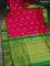10 Yards silk saree pink and green with annam & paisley zari woven buttas and zari woven border
