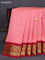 10 Yards silk saree peach orange and dark magenta pink with annam & paisley zari woven buttas and zari woven border