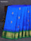 10 Yards silk saree blue and green with zari woven buttas and temple design zari woven border