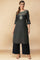 Black Zari Embroidered and Sequins Viscose Blend Straight Kurta and Palazzo Set