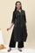 Black Lace Cotton Blend Straight Kurta and Palazzo Set
