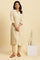 Beige Floral Printed Rayon A-Line Kurta and Slim Pant Set