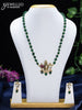 Beaded green necklace tirupati balaji design with emerald stone and pearl hangings in victorian finish
