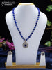 Beaded blue necklace floral design with sapphire & cz stones in victorian finish