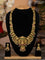 Antique haaram lakshmi design with kemp stones and golden beads hangings