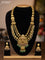 Antique triple layer haaram lakshmi design with jadau stones and green beads hanging