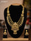 Antique triple layer haaram lakshmi design with jadau stones and golden beads hanging