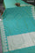 Banarasi semi katan silk saree dual shade of teal bluish green with allover zari woven buttas and parrot design zari woven border
