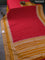 Banarasi semi crepe saree red and mustard yellow with allover zari weaves and zari woven border