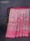 Banarasi tissue silk saree pink with allover thread woven floral weaves and silver zari woven border