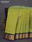 10 Yards silk cotton saree light green and blue with plain body and zari woven korvai border
