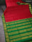 10 yards silk saree maroon and green with plain body and zari woven korvai border