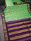 10 yards silk saree teal green and violet with plain body and temple design annam zari woven border