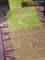 Bangalori tissue silk saree light green and purple with allover silver zari woven brocade weaves and rich zari woven border
