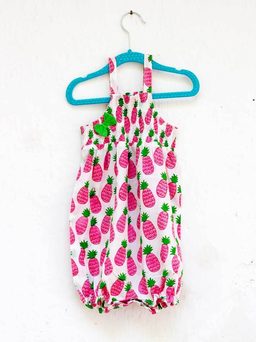 Pineapple Crush Organic Cotton Block Printed Romper