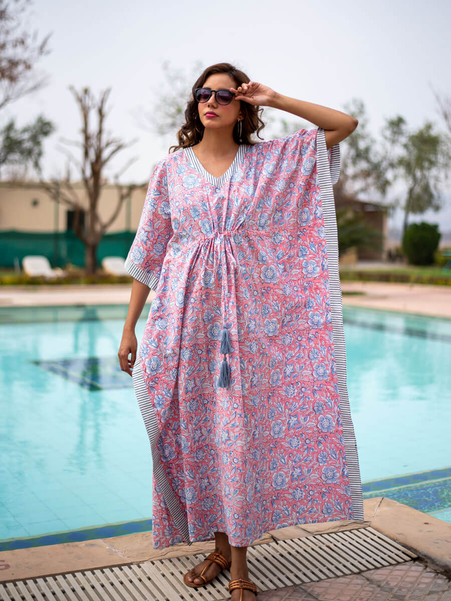 Summer Wine Block Printed Cotton Kaftan
